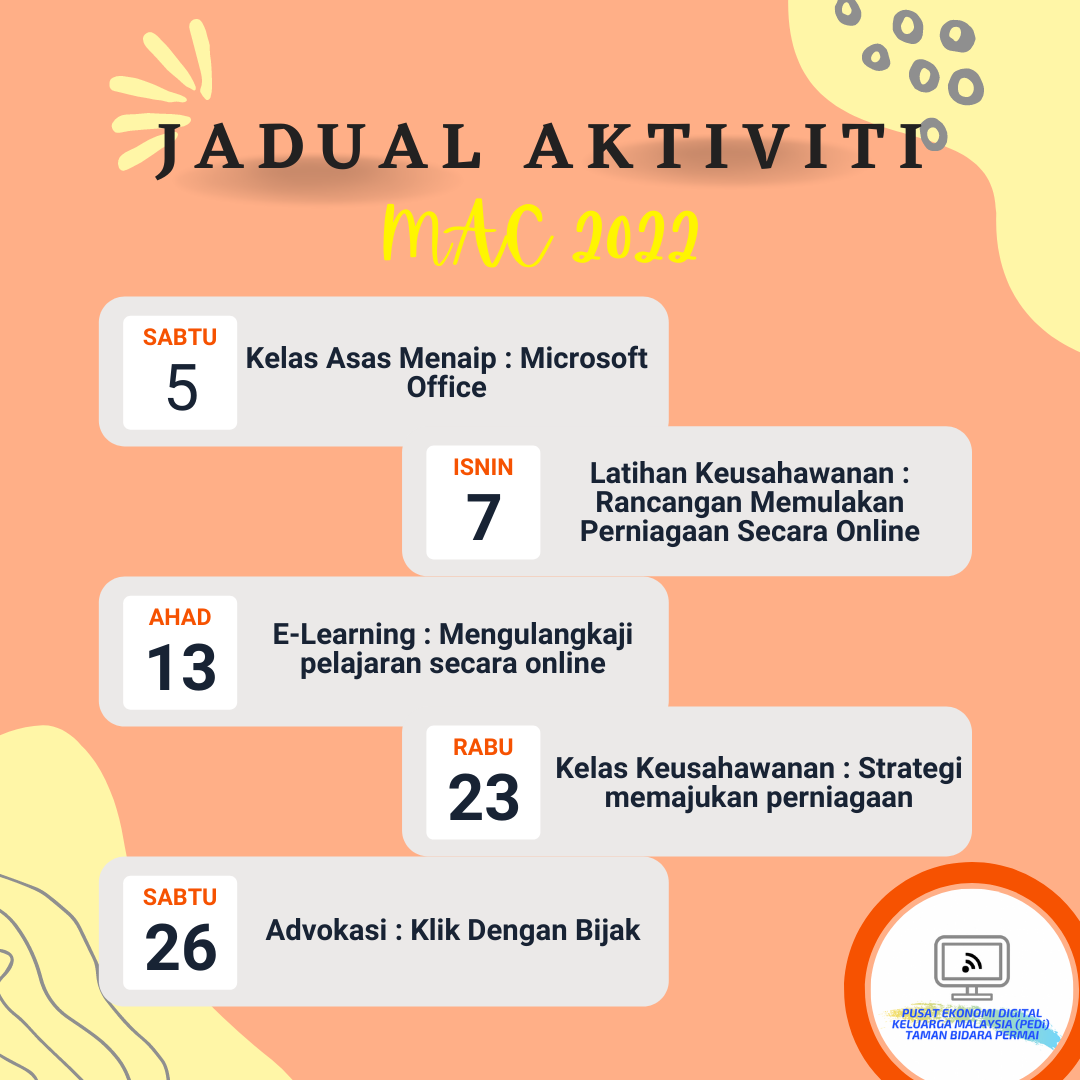 JADUAL AKTIVITI Mac 2022